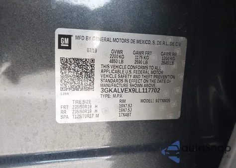 2020 GMC Terrain Awd Slt из США, поврежденный, VIN 3GKALVEX9LL117702